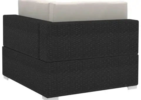 Scaune de colț modulare cu perne, 2 buc., negru, poliratan - 4/5