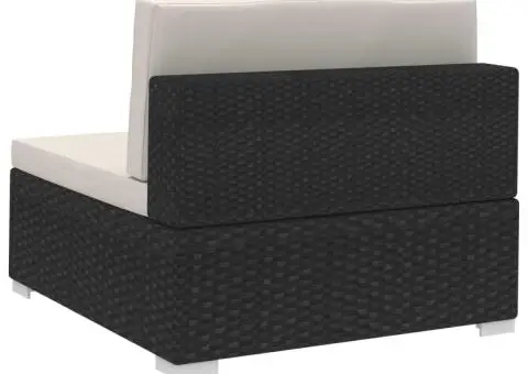 Scaune de colț modulare cu perne, 2 buc., negru, poliratan - 5/5