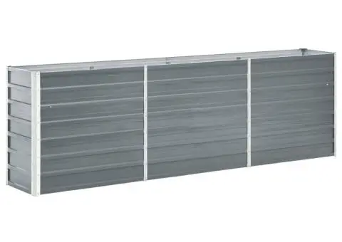 Strat înălțat de grădină, gri, 240x40x77 cm, oțel galvanizat - 1/5