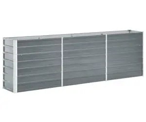 vidaXL Strat înălțat de grădină, gri, 240x40x77 cm, oțel galvanizat