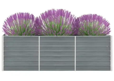 Strat înălțat de grădină, gri, 240x40x77 cm, oțel galvanizat - 2/5