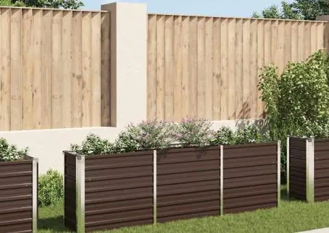 Strat înălțat de grădină, maro, 240x40x77 cm, oțel galvanizat - 1/5