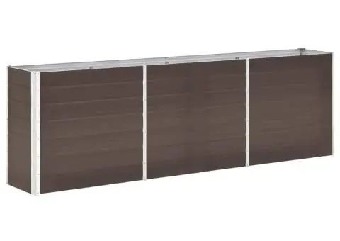Strat înălțat de grădină, maro, 240x40x77 cm, oțel galvanizat - 2/5