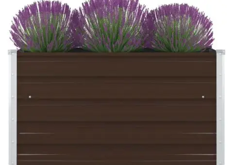 Strat înălțat grădină, maro, 100x100x45 cm, oțel galvanizat - 1/5