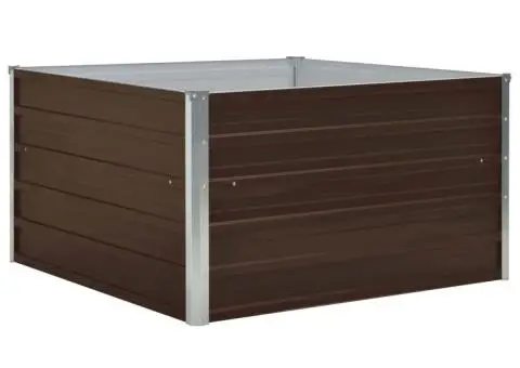 Strat înălțat grădină, maro, 100x100x45 cm, oțel galvanizat - 2/5