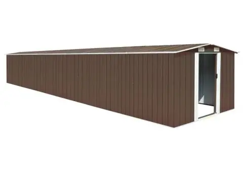 Șopron de grădină, maro, 257x779x181 cm, oțel zincat - 1/5