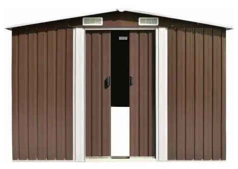 Șopron de grădină, maro, 257x779x181 cm, oțel zincat - 3/5