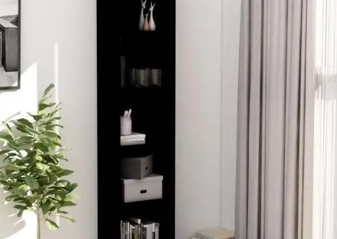 Bibliotecă cu 5 rafturi, negru, 40x24x175 cm, lemn prelucrat - 1/5
