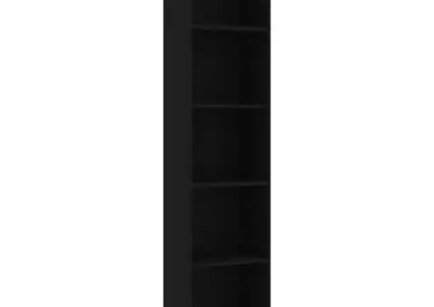 Bibliotecă cu 5 rafturi, negru, 40x24x175 cm, lemn prelucrat - 2/5