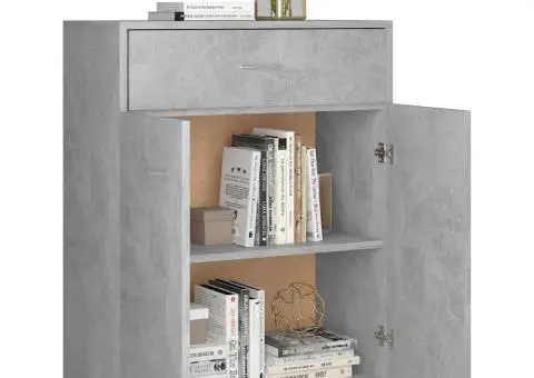 Dulap, gri beton, 60x30x75 cm, lemn prelucrat - 5/5