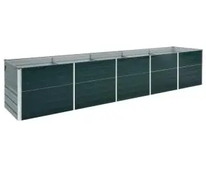 vidaXL Strat înălțat de grădină, verde, 400x80x77 cm, oțel galvanizat