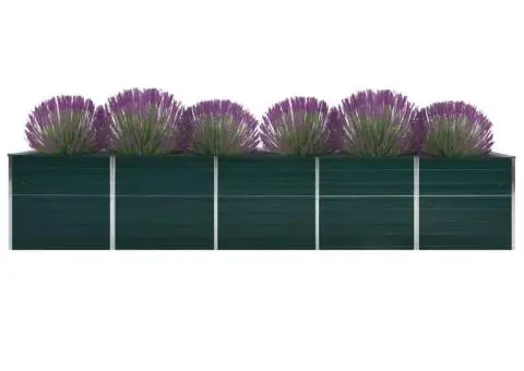 Strat înălțat de grădină, verde, 400x80x77 cm, oțel galvanizat - 2/5