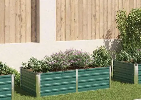 Strat înălțat de grădină, verde, 160x80x45 cm, oțel galvanizat - 1/5