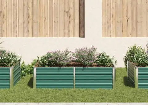 Strat înălțat de grădină, verde, 160x80x45 cm, oțel galvanizat - 3/5