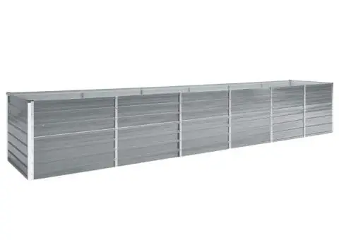 Strat înălțat grădină, gri, 480x80x77 cm, oțel galvanizat - 1/3