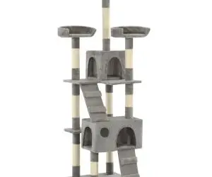 vidaXL Ansamblu pentru pisici cu stâlpi funie sisal, 170 cm, gri
