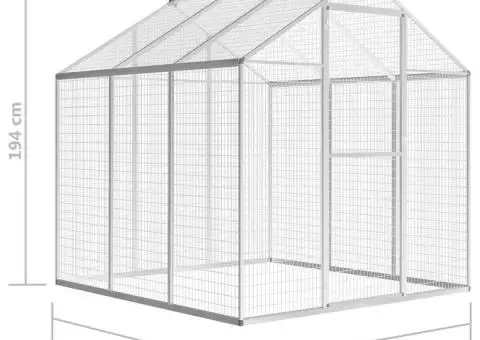 Coteț păsări de exterior, 183 x 178 x 194 cm, aluminiu - 5/5