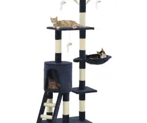 vidaXL Ansamblu pisici stâlpi din funie sisal, 138 cm, albastru închis