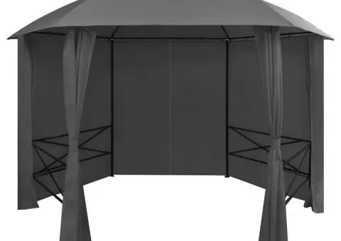 Marchiză pavilion de grădină cu perdele, 360x265 cm, hexagonal - 1/5