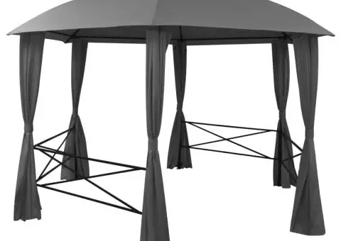 Marchiză pavilion de grădină cu perdele, 360x265 cm, hexagonal - 2/5