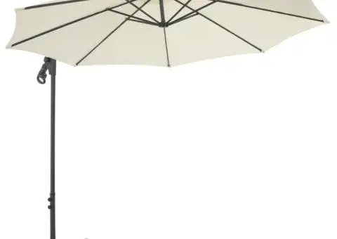 Umbrelă în consolă cu stâlp din oțel, nisipiu, 300 cm - 2/5