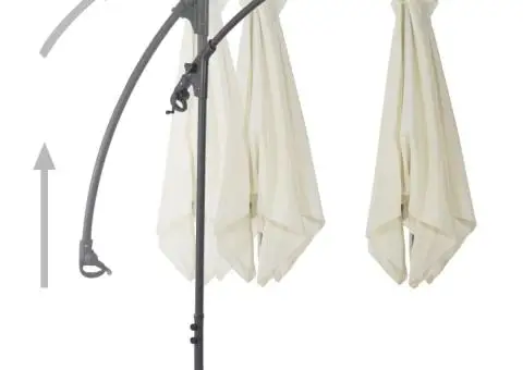 Umbrelă în consolă cu stâlp din oțel, nisipiu, 300 cm - 5/5