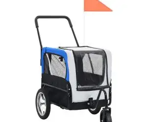 vidaXL Remorcă bicicletă & cărucior jogging animale, gri și albastru