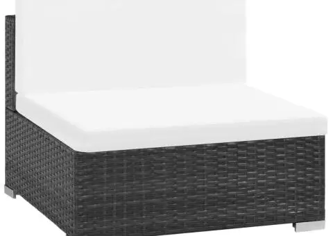 Set mobilier de grădină cu perne, 6 piese, negru, poliratan - 4/5