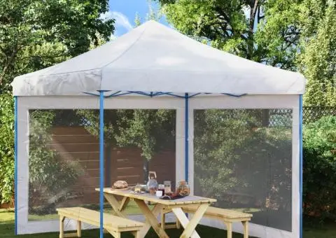 Perete lateral cort petrecere, 2 buc., alb și negru, plasă - 1/5