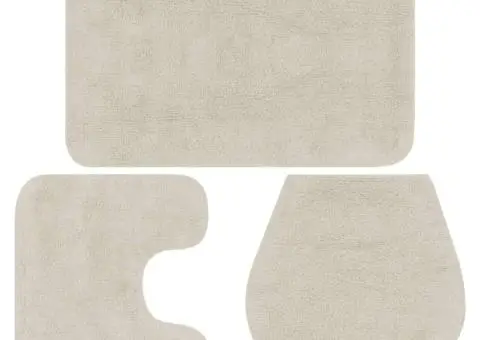 Set covorașe baie, 3 piese, alb, textil - 1/4