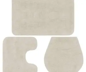 vidaXL Set covorașe baie, 3 piese, alb, textil