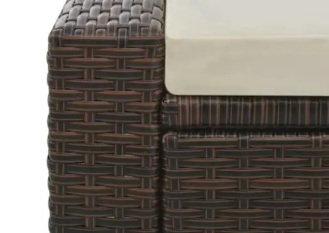 Șezlong de plajă dublu, maro, poliratan - 4/5