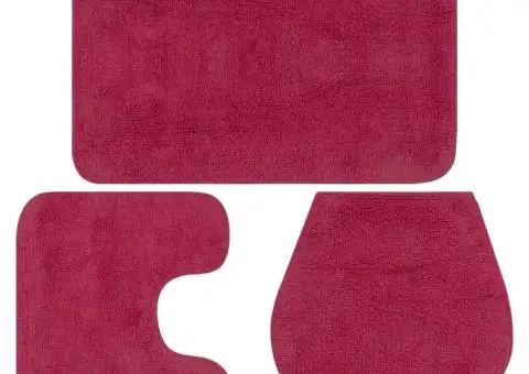 Set covorașe baie, 3 piese, fucsia, textil - 1/5
