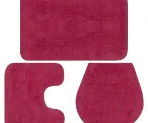 vidaXL Set covorașe baie, 3 piese, fucsia, textil