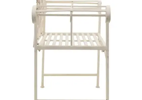 Bancă de grădină, alb vintage, 132 cm, metal - 3/5
