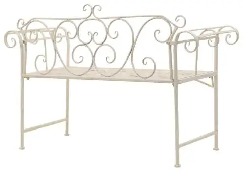 Bancă de grădină, alb vintage, 132 cm, metal - 4/5