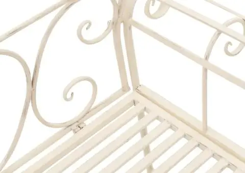 Bancă de grădină, alb vintage, 132 cm, metal - 5/5