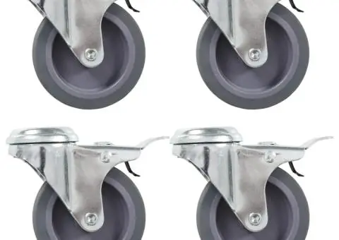 Roți pivotante cu gaură șurub, frâne duble, 4 buc., 75 mm - 1/5