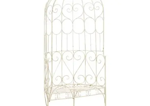 Bancă de grădină, alb vintage, 95 cm, fier - 1/5