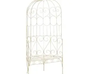 vidaXL Bancă de grădină, alb vintage, 95 cm, fier