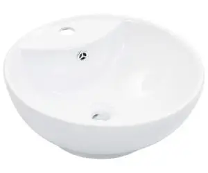 vidaXL Chiuvetă cu preaplin, alb, 46,5 x 18 cm, ceramică
