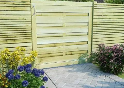 Poartă de grădină, verde, 100 x 100 cm, lemn de pin tratat - 1/5