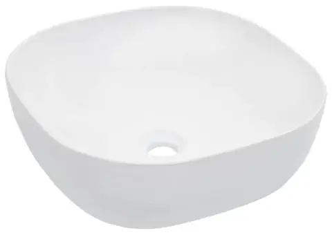 Chiuvetă de baie, alb, 42,5x42,5x14,5 cm, ceramică - 1/5