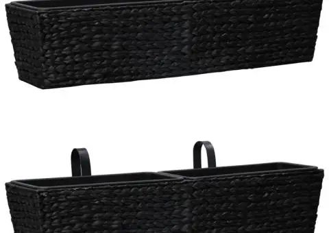 Jardiniere, 2 buc., negru, zambilă de apă - 1/5