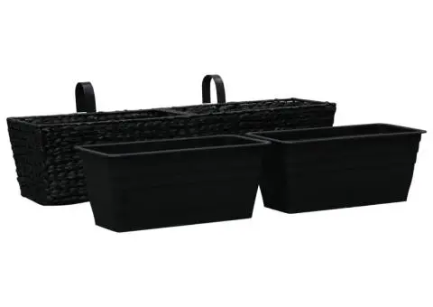 Jardiniere, 2 buc., negru, zambilă de apă - 3/5