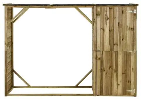 Șopron lemne și scule de grădină, 253 x 80 x 170 cm, lemn pin - 2/5