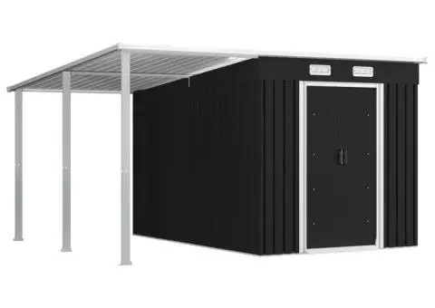 Șopron grădin, acoperiș extins, antracit, 336x270x181 cm, oțel - 1/5