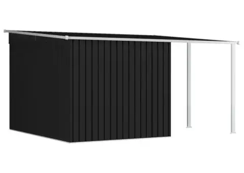 Șopron grădin, acoperiș extins, antracit, 336x270x181 cm, oțel - 3/5