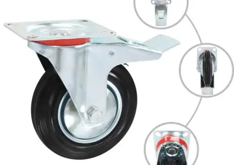 Roți pivotante cu frâne duble, 4 buc., 160 mm - 2/5