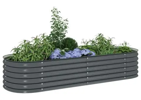 Strat înălțat de grădină, gri, 240x80x44 cm, oțel galvanizat - 4/5